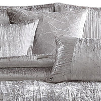 King Size 7 Piece Fabric Comforter Set with Crinkle Texture, Silver - BM225205