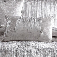 King Size 7 Piece Fabric Comforter Set with Crinkle Texture, Silver - BM225205