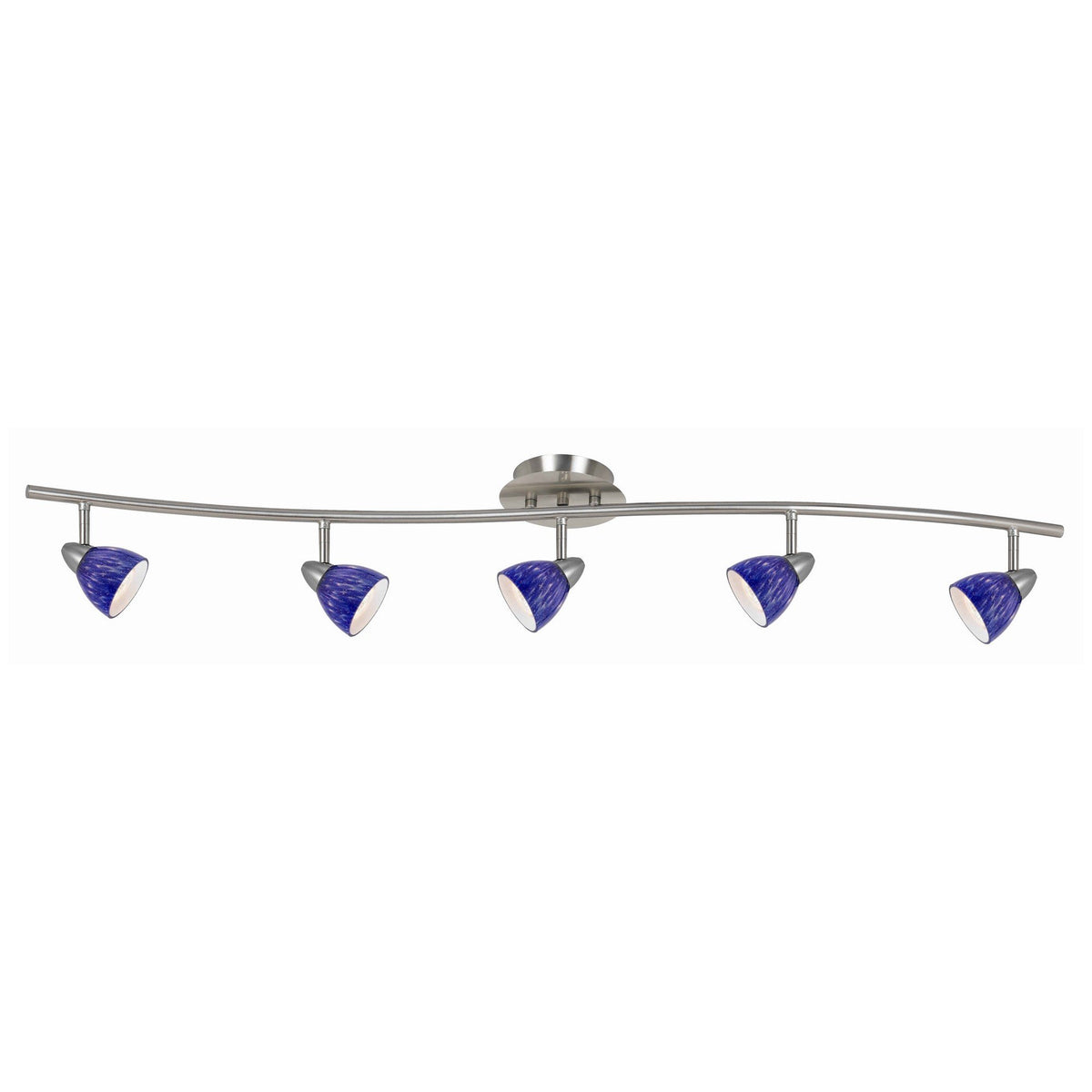 5 Light 120V Metal Track Light Fixture with Textured Shade, Silver and Blue - BM225637