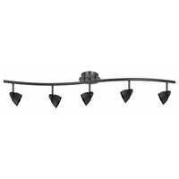 5 Light 120V Metal Track Light Fixture with Round Shade, Black - BM225646