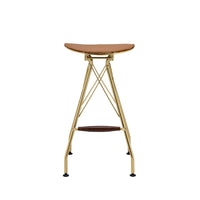 Metal Backless Barstool with Flared legs and Braces Support, Set of 2, Gold - BM225693