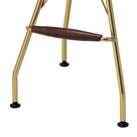 Metal Backless Barstool with Flared legs and Braces Support, Set of 2, Gold - BM225693