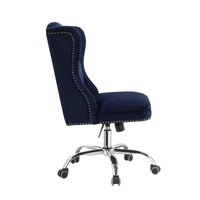 Velvet Upholstered Armless Swivel and Adjustable Tufted Office Chair, Blue - BM225735