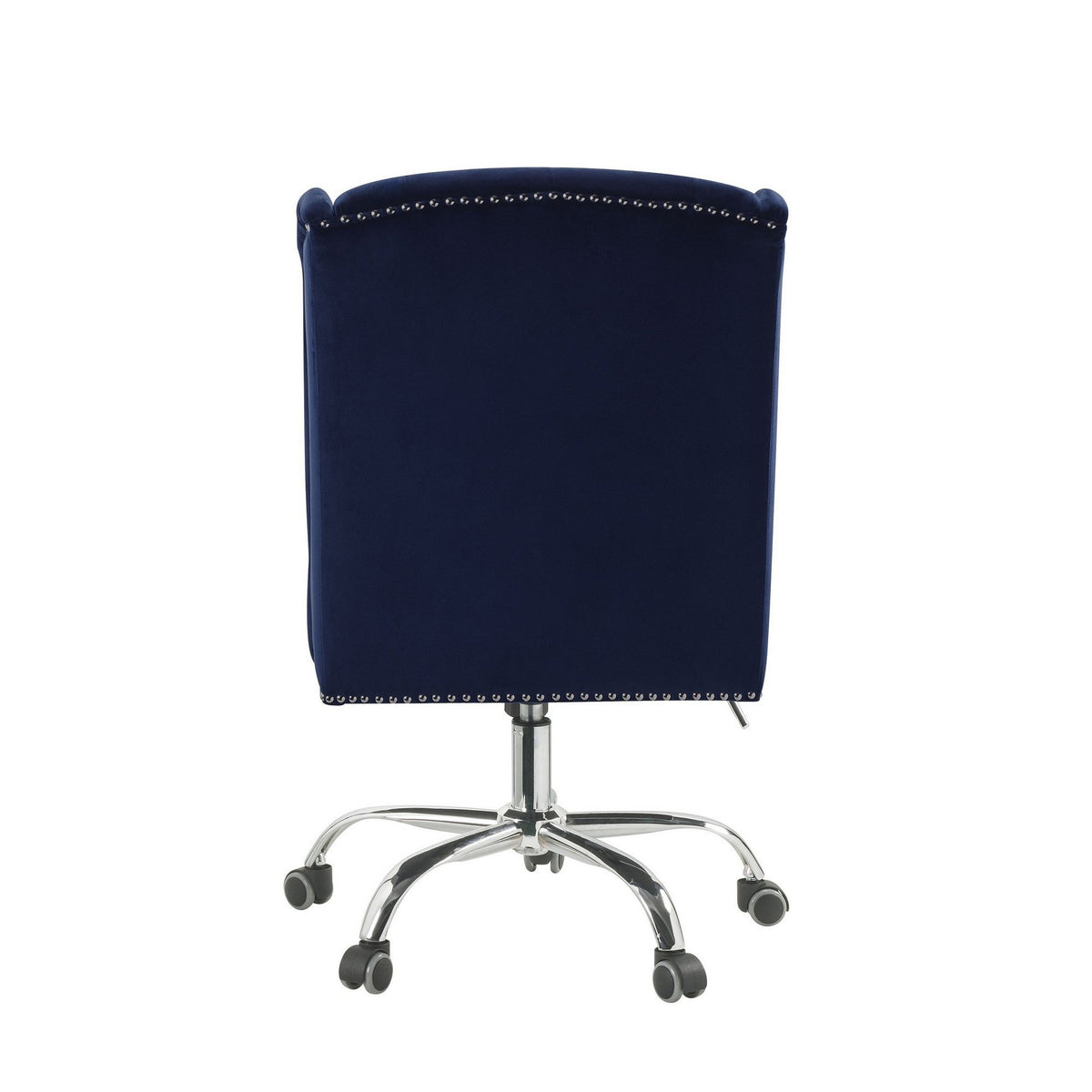 Velvet Upholstered Armless Swivel and Adjustable Tufted Office Chair, Blue - BM225735