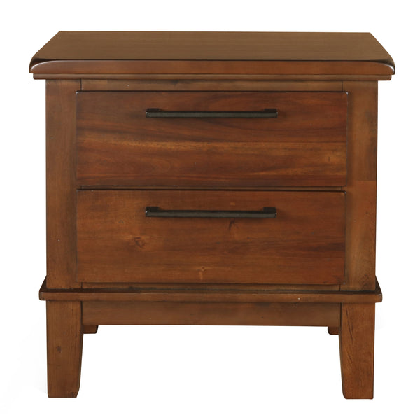 Wooden Nightstand with Chamfered Legs and 2 Spacious Drawers, Brown - BM225824