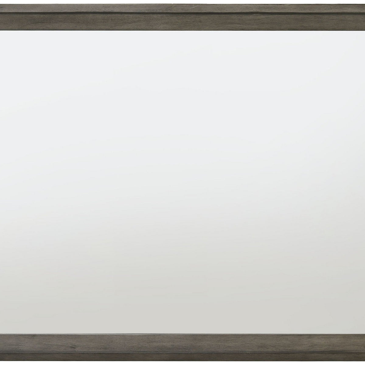 Rectangular Wooden Frame Mirror with Mounting Hardware, Gray and Silver - BM225884