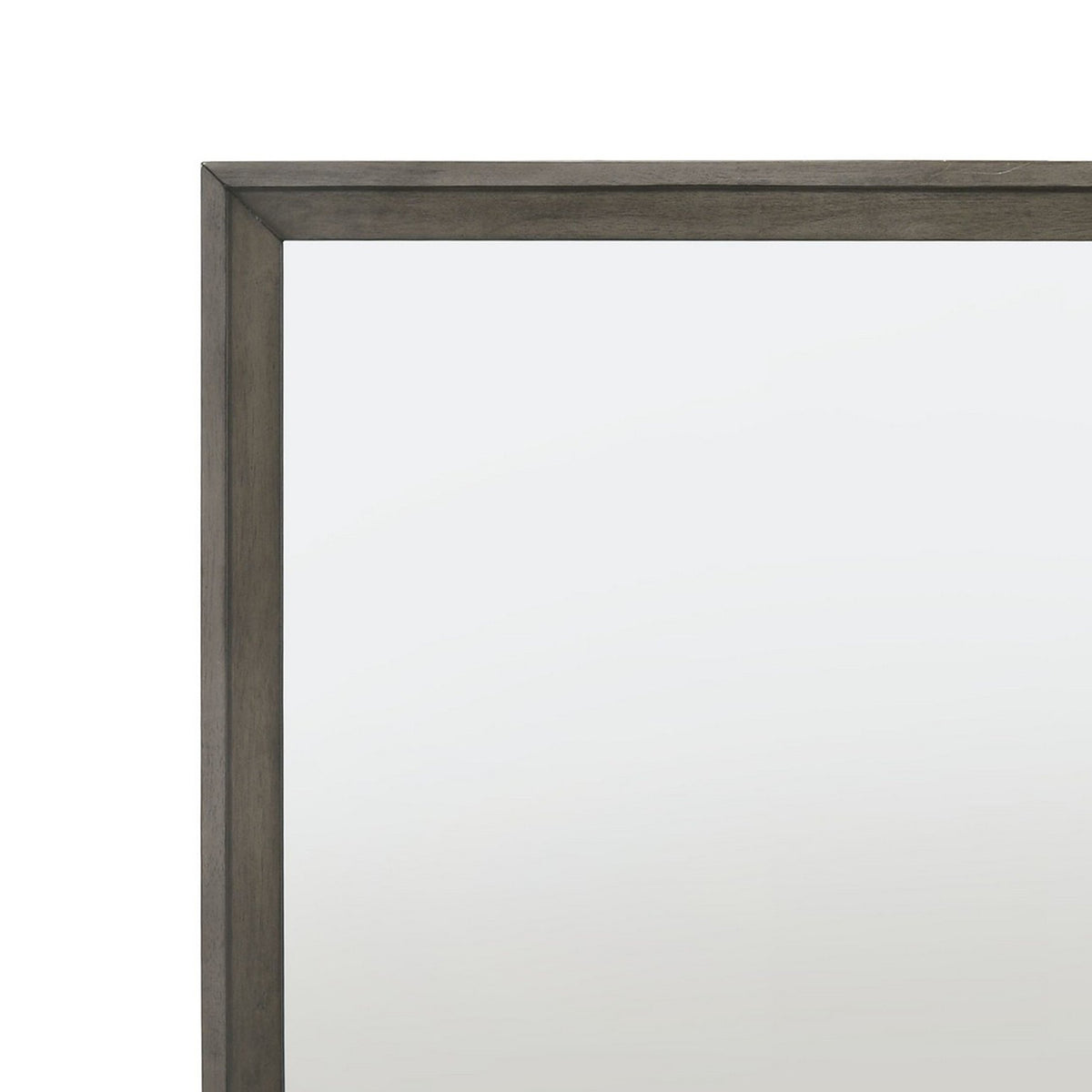 Rectangular Wooden Frame Mirror with Mounting Hardware, Gray and Silver - BM225884