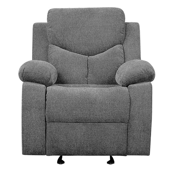 Fabric Upholstered Glider Recliner Chair with Pillow Top Armrest, Gray - BM225898