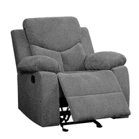 Fabric Upholstered Glider Recliner Chair with Pillow Top Armrest, Gray - BM225898