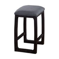 Wooden Counter Height Stool with Fabric Upholstered Seat, Gray and Brown - BM225958