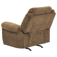 Fabric Upholstered Pull Tab Rocker Recliner with Pillow Top Armrests, Brown - BM226046