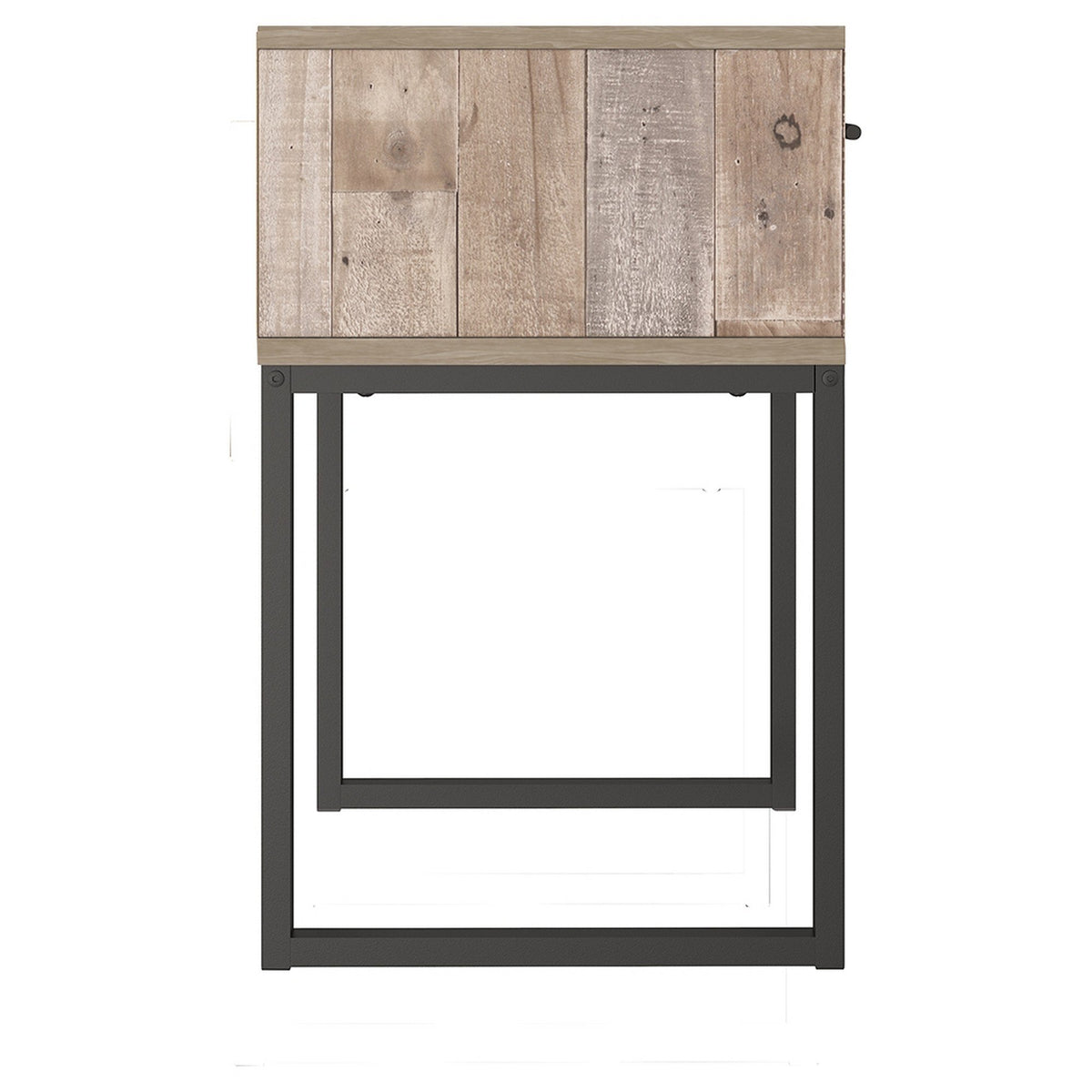 Rustic Wood Nightstand, Plank Design Drawer, Washed Brown and Black - BM226082