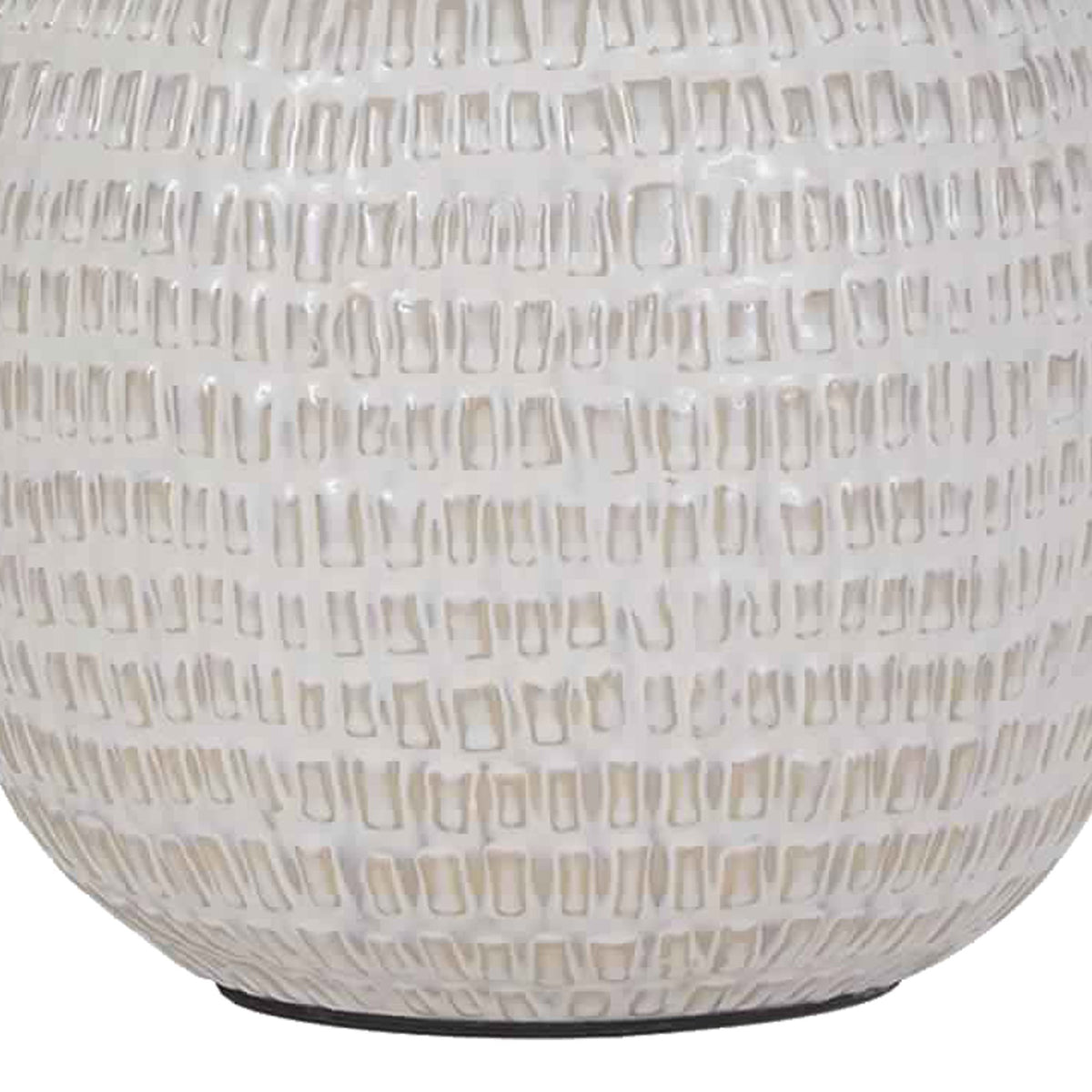 Textured Ceramic Frame Table Lamp with Fabric Shade, Beige and White - BM226099