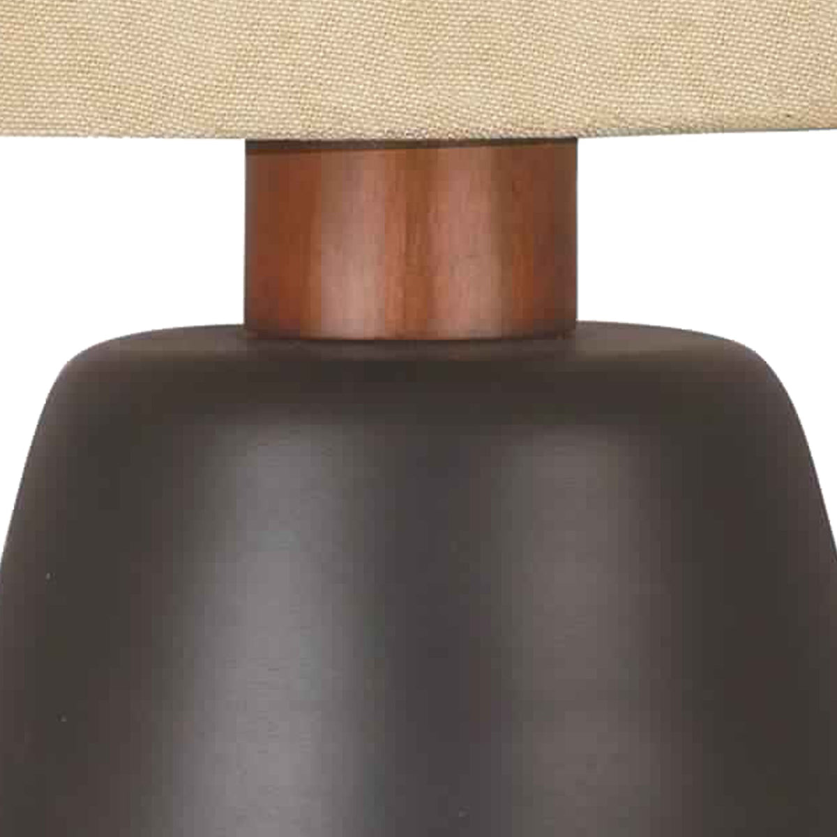 Metal Frame Table Lamp with Fabric Shade, Beige and Black - BM226100