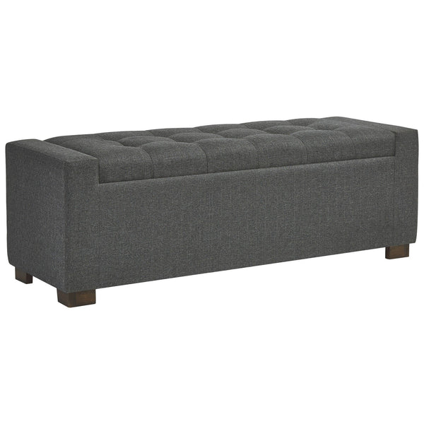 Fabric Tufted Seat Storage Bench with Block Feet, Dark Gray - BM226141