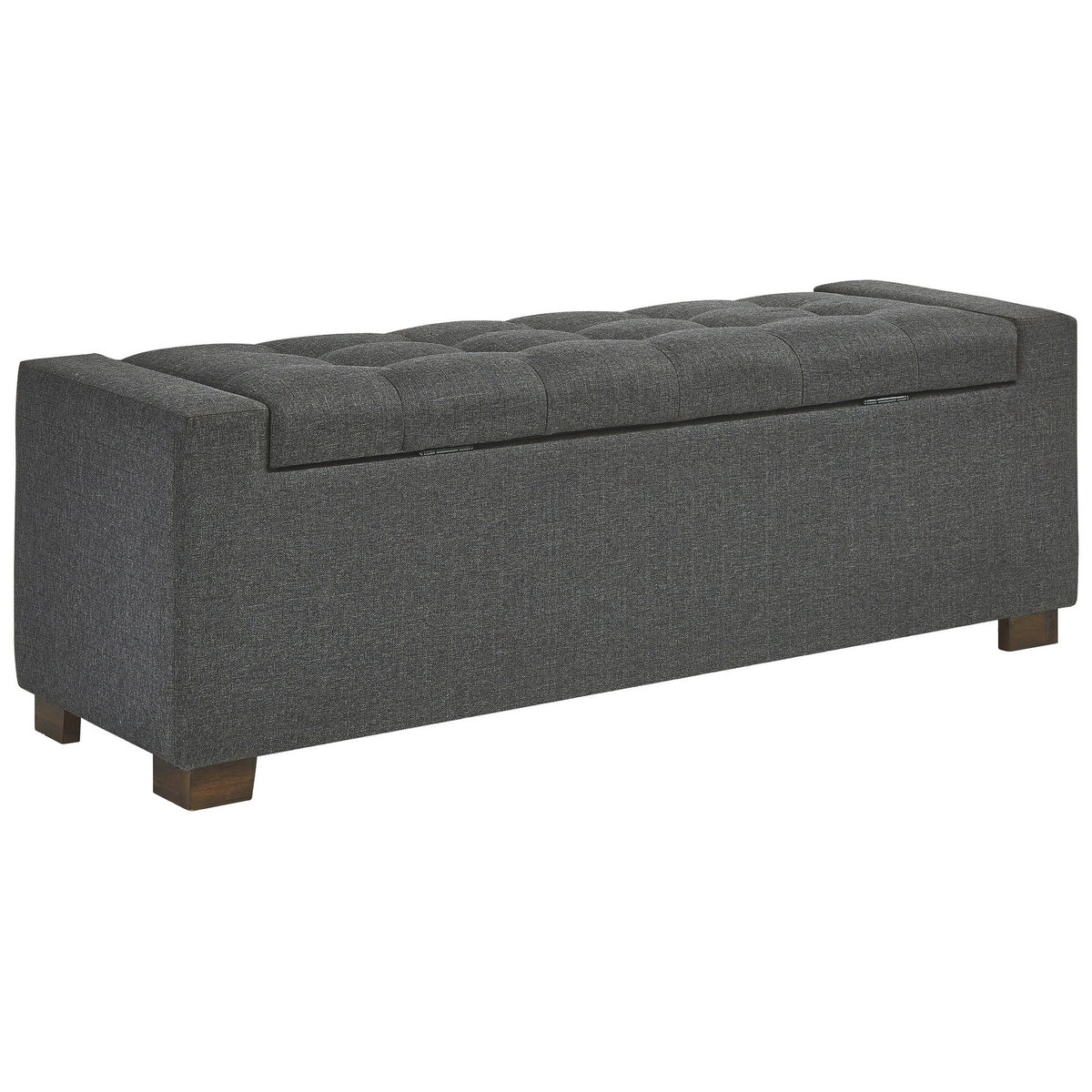 Fabric Tufted Seat Storage Bench with Block Feet, Dark Gray - BM226141