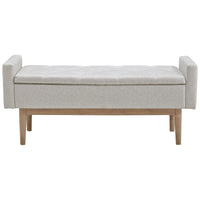 Tufted Fabric Storage Bench with Low Profile Elevated Arms, Light Gray - BM226158