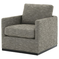 Swivel Fabric Upholstered Accent Chair with Track Arms and Trim Base, Gray - BM226160