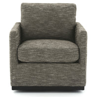 Swivel Fabric Upholstered Accent Chair with Track Arms and Trim Base, Gray - BM226160