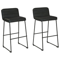 40 Inch Channel Stitched Leatherette Barstool with Sled Base,Set of 2,Black - BM226192