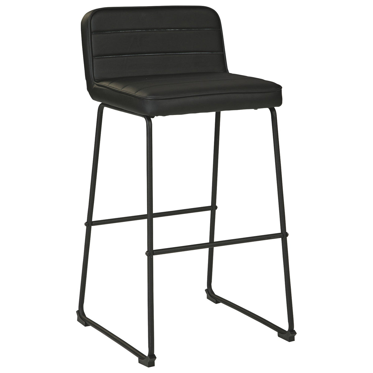 40 Inch Channel Stitched Leatherette Barstool with Sled Base,Set of 2,Black - BM226192