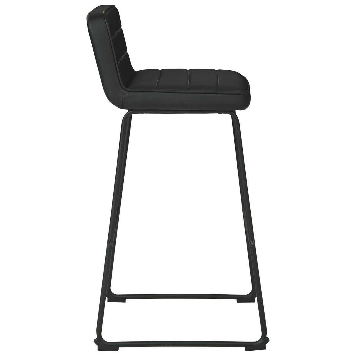 40 Inch Channel Stitched Leatherette Barstool with Sled Base,Set of 2,Black - BM226192