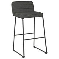 40 Inch Channel Stitched Low Fabric Barstool with Sled Base, Set of 2, Gray - BM226194