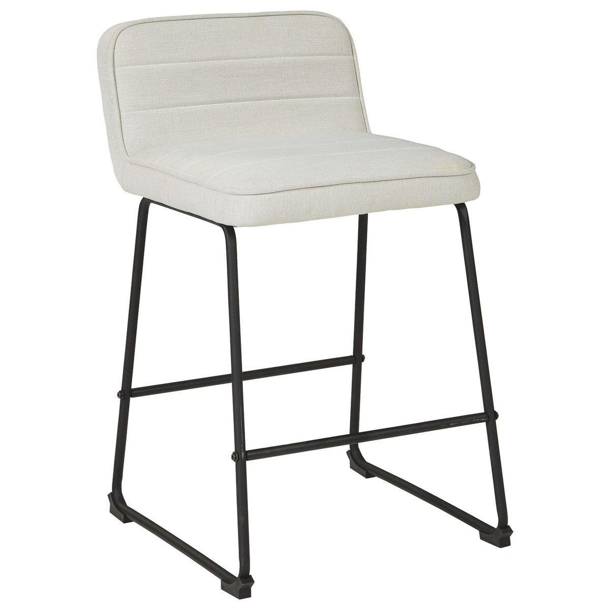 Channel Stitched Low Back Fabric Barstool with Sled Base, Set of 2, White - BM226195