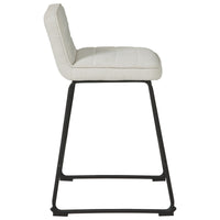 Channel Stitched Low Back Fabric Barstool with Sled Base, Set of 2, White - BM226195