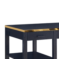 2 Drawer Rectangular Desk with 2 Open Shelves, Black and Gold - BM226198