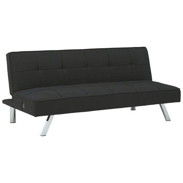 66 Inch Modern Convertible Armless Sofa, Square Tufting, Black Fabric - BM226468