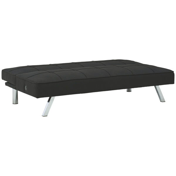 66 Inch Modern Convertible Armless Sofa, Square Tufting, Black Fabric - BM226468