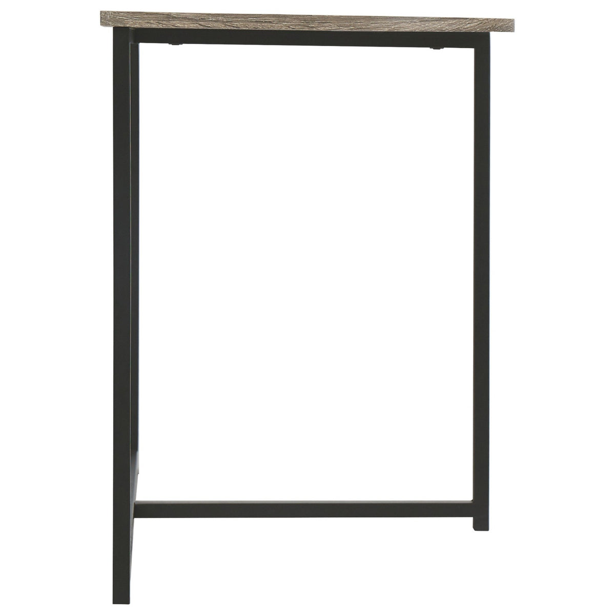 Crescent Moon Shaped Wood and Metal Chair Side End Table, Brown and Black - BM226507