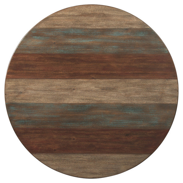 Rustic Plank Style Round Shape Cocktail and 2 End Tables, Set of 3, Brown - BM226527