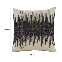 20 Inch Accent Pillow, Embroidered Details, Set of 4, Gray, Cream - BM226990