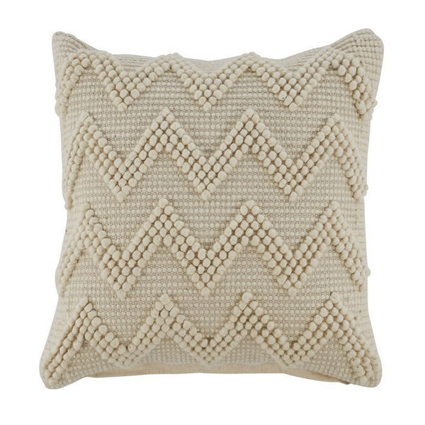 20 x 20 Cotton Accent Pillow with Chevron Beaded Details, Set of 4, Cream - BM226991