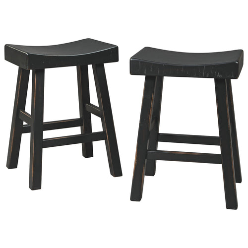 25 Inch Wooden Saddle Stool with Angular Legs, Set of 2, Black - BM227039