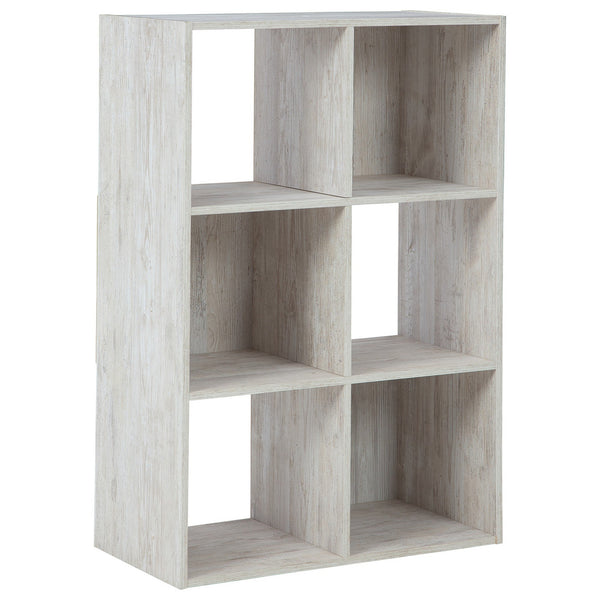 6 Cube Wooden Organizer with Grain Details, Washed White - BM227057