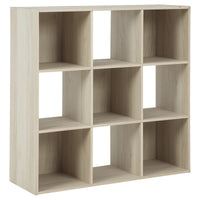 9 Cube Wooden Organizer with Grain Details, Natural Brown - BM227063