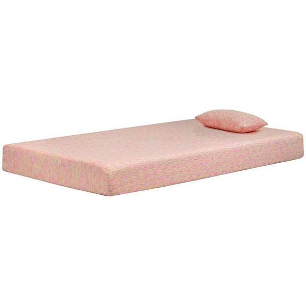Twin Size Mattress with Hyperstretch Knit Cover and Pillow, Pink - BM227221