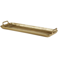 Rectangular Metal Frame Decorative Tray with Cut Out Handle, Gold - BM227398