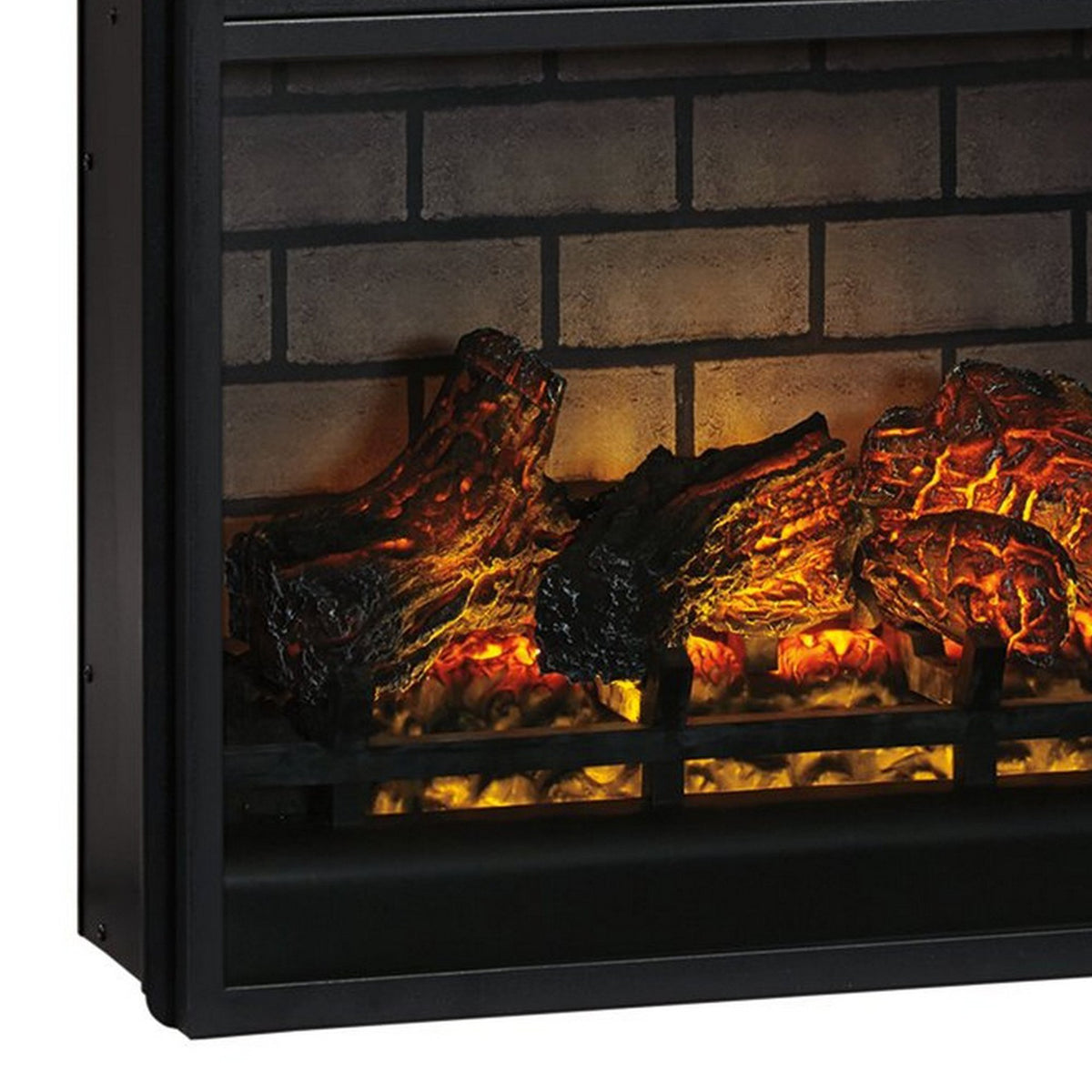 23.75 Inch Metal Fireplace Inset with 7 Level Temperature Setting, Black - BM227444