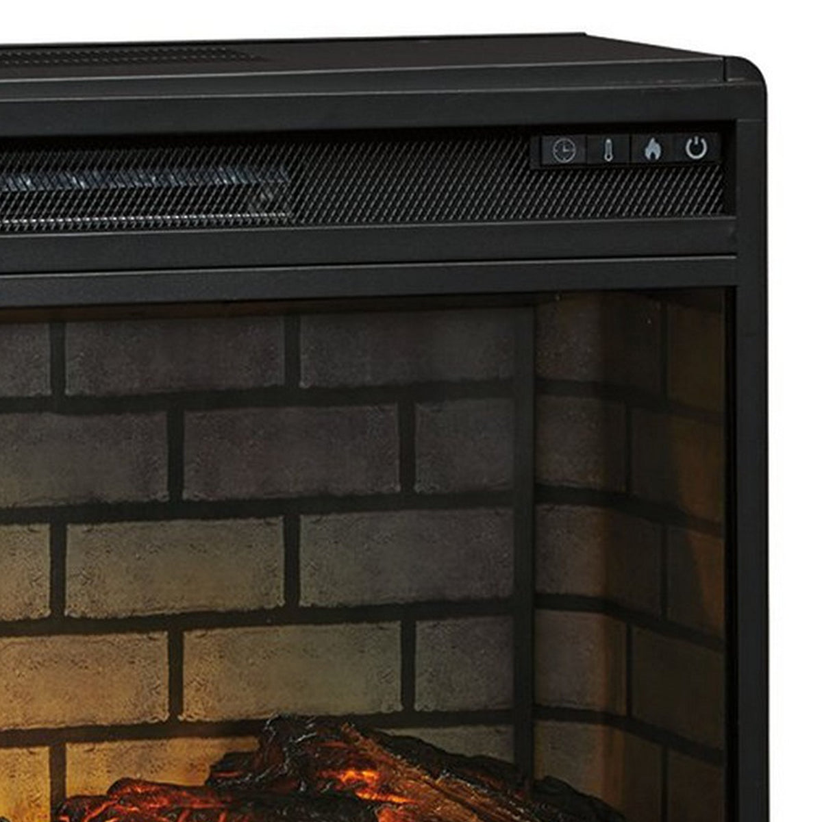 31.25 Inch Metal Fireplace Inset with 7 Level Temperature Setting, Black - BM227445