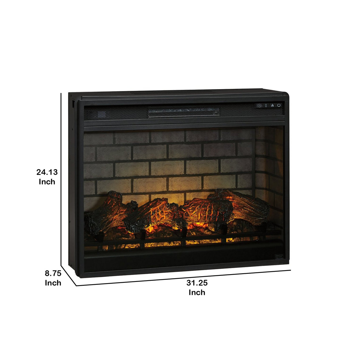 31.25 Inch Metal Fireplace Inset with 7 Level Temperature Setting, Black - BM227445