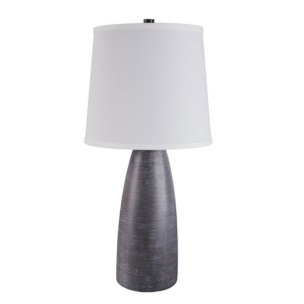 Vase Shape Resin Table Lamp with Fabric Shade, Set of 2, Gray and White - BM227554