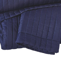 3 Piece Fabric King Coverlet Set with Vertical Channel Stitching, Blue - BM227564