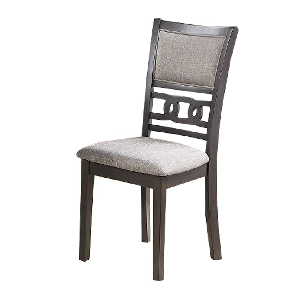 Fabric Upholstered Dining Chair with Panel Back and Knot Cut Outs, Gray - BM228572