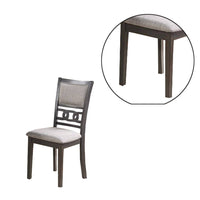 Fabric Upholstered Dining Chair with Panel Back, Knot Cut Outs, Set of 2, Gray - BM228572