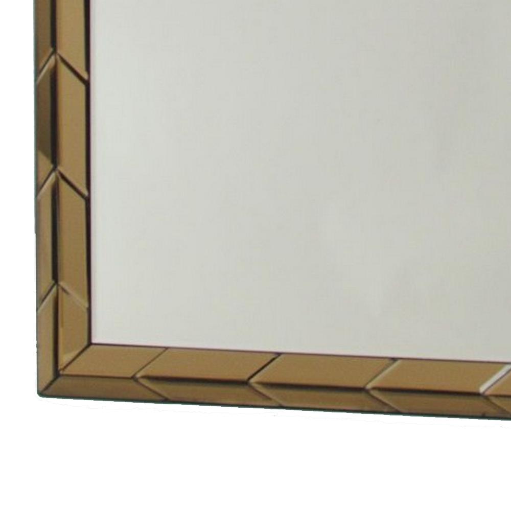 Rectangular Wood Frame Beveled Mirror, Brown and Silver - BM229406