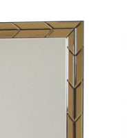 Rectangular Wood Frame Beveled Mirror, Brown and Silver - BM229406